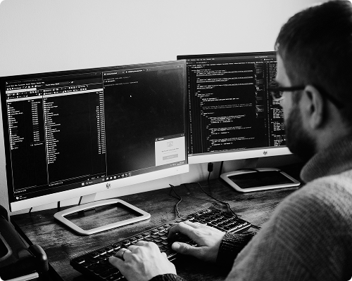 Developer writing software